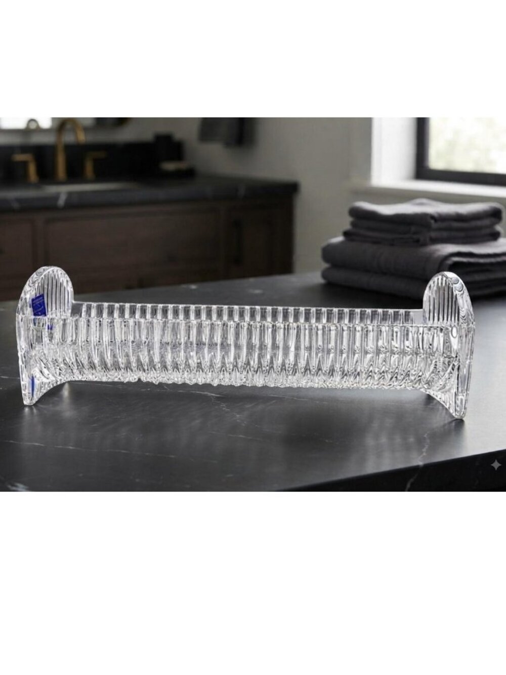 Crystal Legends Godinger Czech 24% Lead Crystal Ribbed Tray